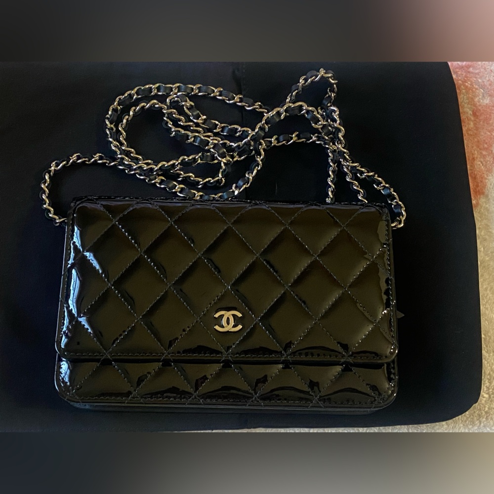 Chanel Black Patent Quilted Bag
